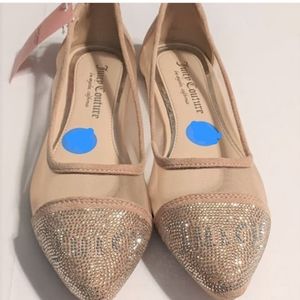Juicy Couture flat shoes Penny Mesh Nude  Sparkly Pointed Toe Size 9.5 N…